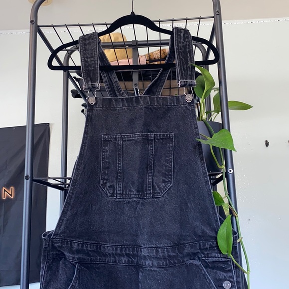Washed Black BoohooMAN Overalls - Picture 2 of 5